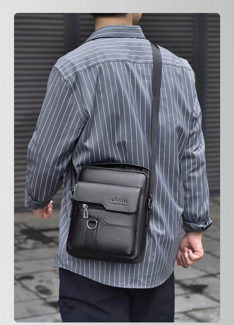 Bolsa transversal masculina de couro sintético, bolsa de ombro grande para viagem, bolsa de telefone para homens, pequena bolsa mensageiro