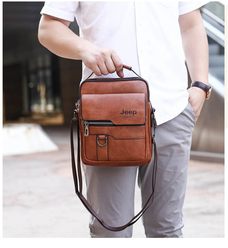 JEEP BULUO - Bolsas de mensageiro crossbody Bolsa de ombro casual de negócios Nova de couro de alta qualidade para homens Moda casual de negócios