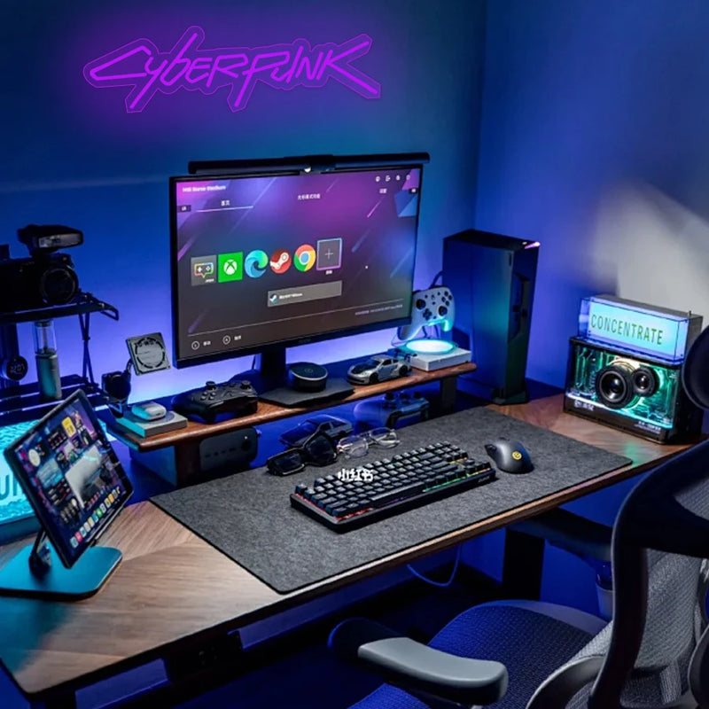 Placa de neon do jogo Cyberpunk Edge Runner para decoração de zona de jogos, luzes LED para sala de jogos, bar de internet ou decoração de quarto