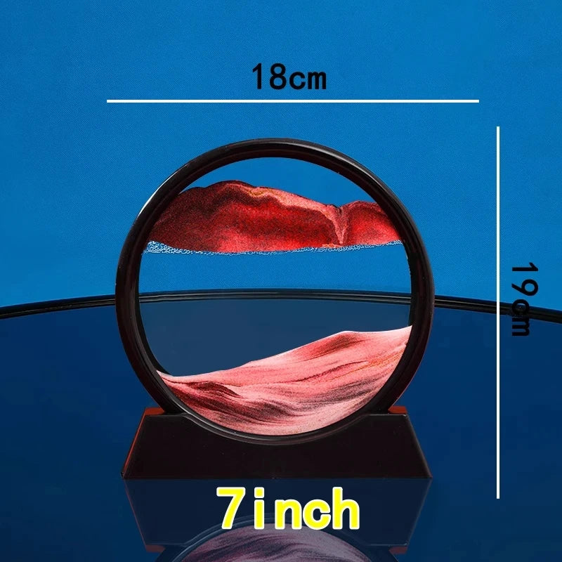 Ampulheta 3D Areia Movendo Areia Movendo Arte Imagem Redonda Vidro Profundo Mar Areia Paisagem