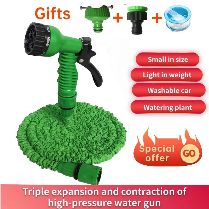 Mangueira expansível mágica de 7,5 m e 15 m, para irrigação de jardim doméstico, pulverizador de água multifuncional para limpeza de jardinagem