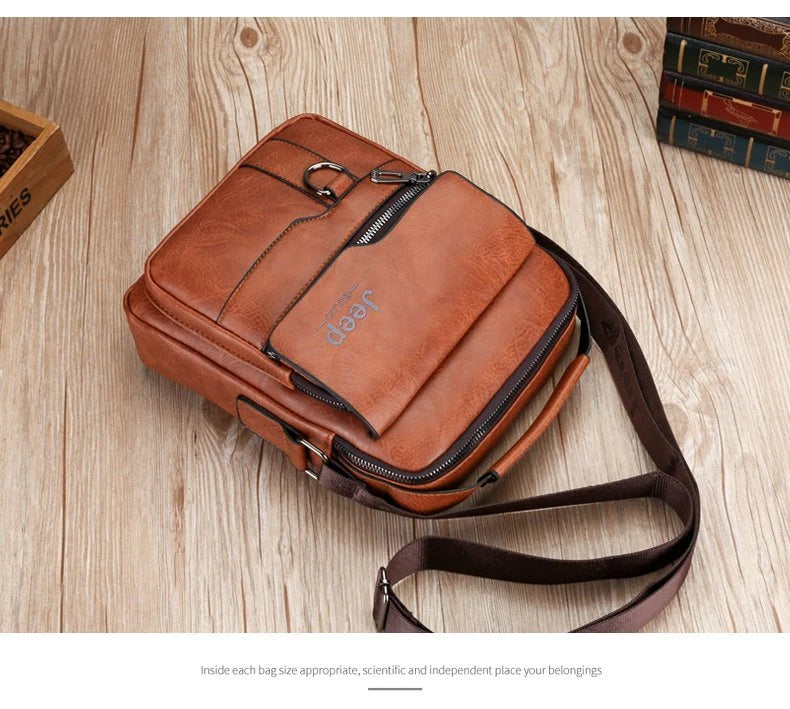 JEEP BULUO - Bolsas de mensageiro crossbody Bolsa de ombro casual de negócios Nova de couro de alta qualidade para homens Moda casual de negócios