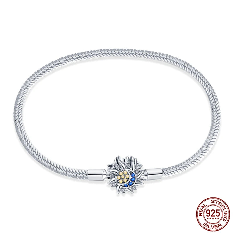 Novidades em prata esterlina 925, corrente de cobra, pulseiras com fecho de zircônia em formato de coração, berloques para panela, joias da moda, faça você mesmo, fabricação de presentes