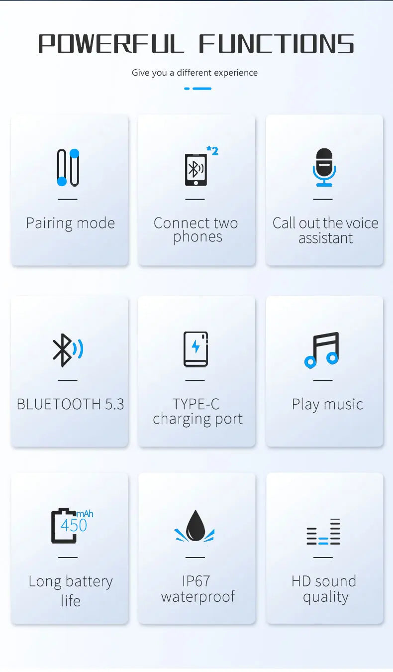 Fone de ouvido para capacete de motocicleta Bluetooth 5.3 à prova d'água