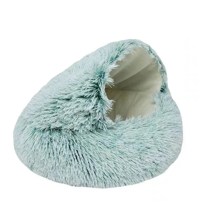 Cama macia de pelúcia para animais de estimação com capa, cama redonda para gatos, colchão para animais de estimação, ninho quente para dormir em cães pequenos e gatinhos