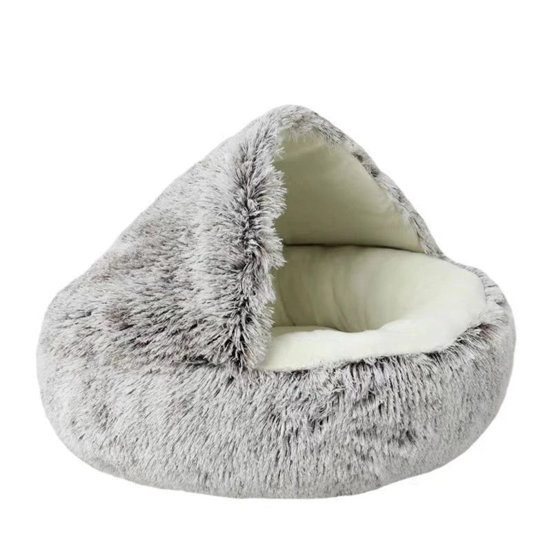 Cama macia de pelúcia para animais de estimação com capa, cama redonda para gatos, colchão para animais de estimação, ninho quente para dormir em cães pequenos e gatinhos