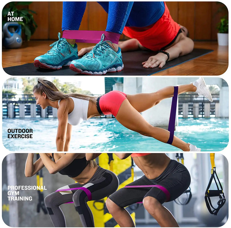 Diferentes faixas de resistência, faixa de ioga, exercícios de fitness, treinamento, faixa de tensão do quadril, agachamento de perna, dança, faixa elástica de estiramento