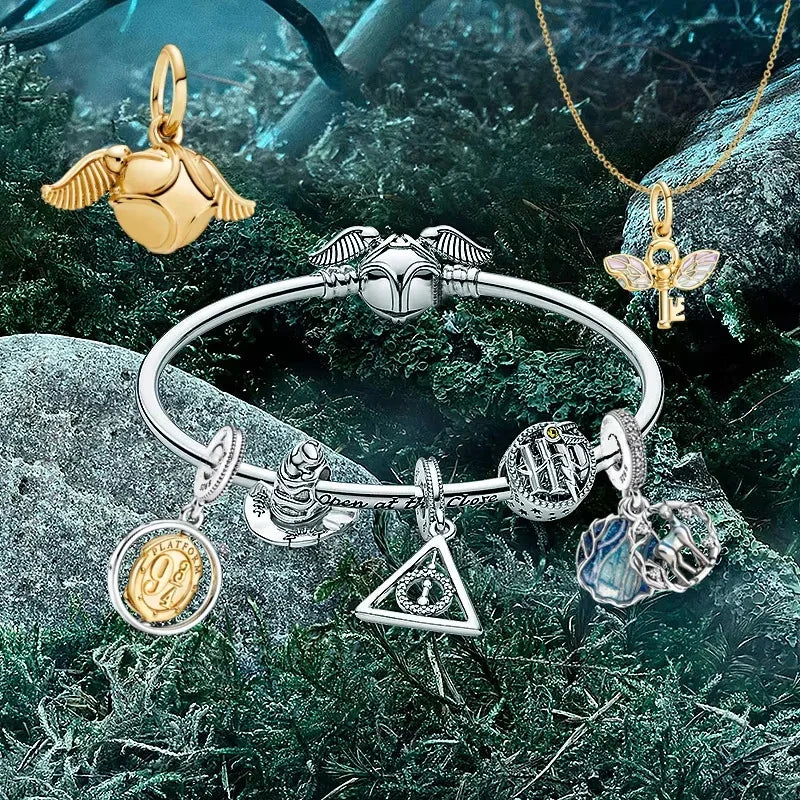 Contas de berloques MINISO 925 prata esterlina para pulseiras originais Harry Potter 925 de 3 mm pingente feminino joias faça você mesmo presentes