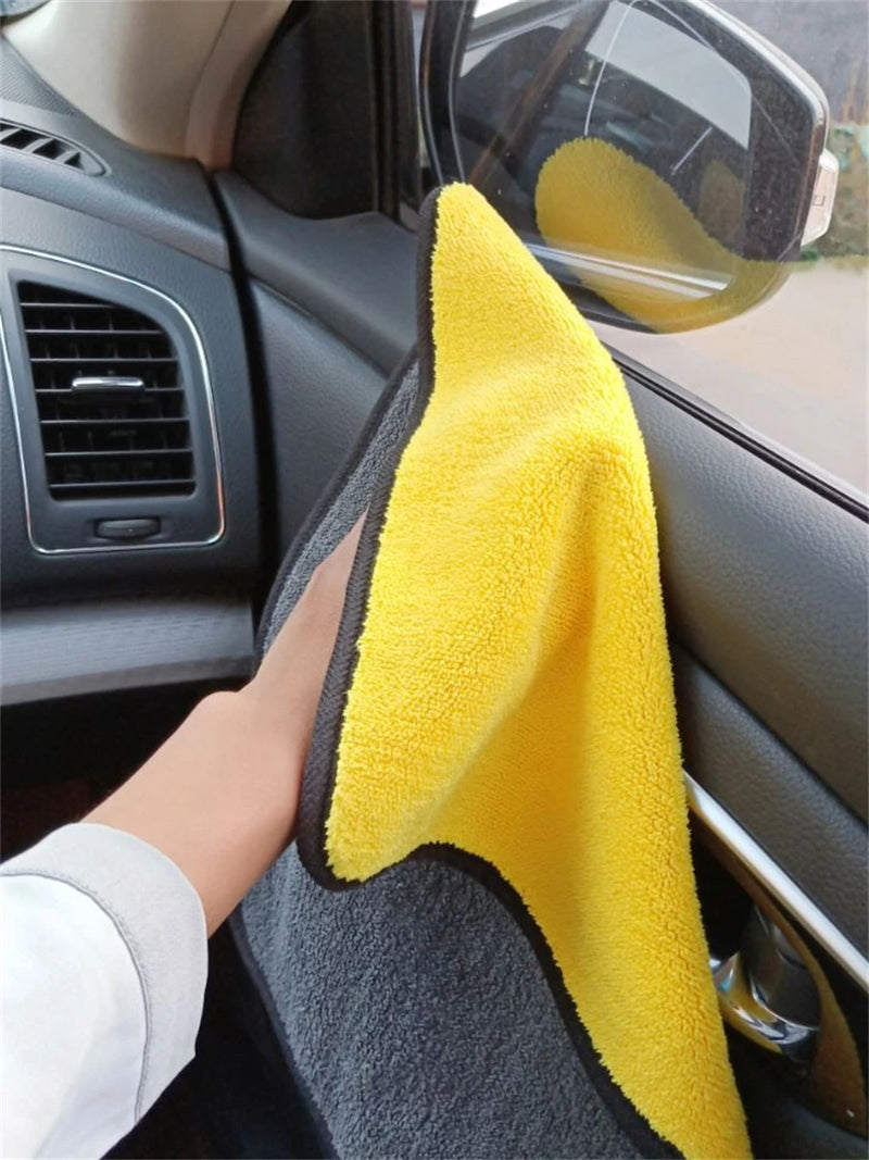Toalha de limpeza de microfibra 1/2/6 peças, pano grosso e macio para secagem de automóveis
