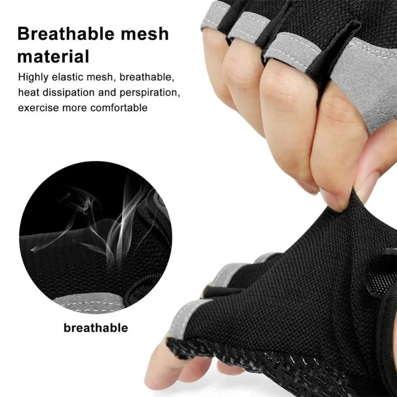 Luvas antiderrapantes de meio dedo para motocicleta, elásticas, antichoque, fitness, ciclismo, respiráveis, masculinas e femininas, luvas de meio dedo para bicicleta