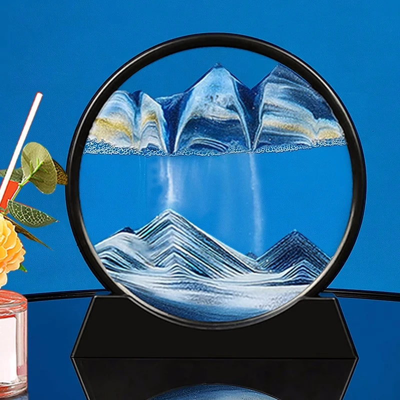 Ampulheta 3D Areia Movendo Areia Movendo Arte Imagem Redonda Vidro Profundo Mar Areia Paisagem