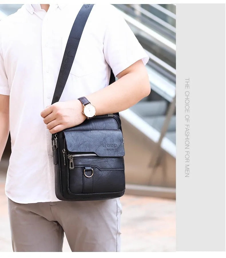 JEEP BULUO - Bolsas de mensageiro crossbody Bolsa de ombro casual de negócios Nova de couro de alta qualidade para homens Moda casual de negócios