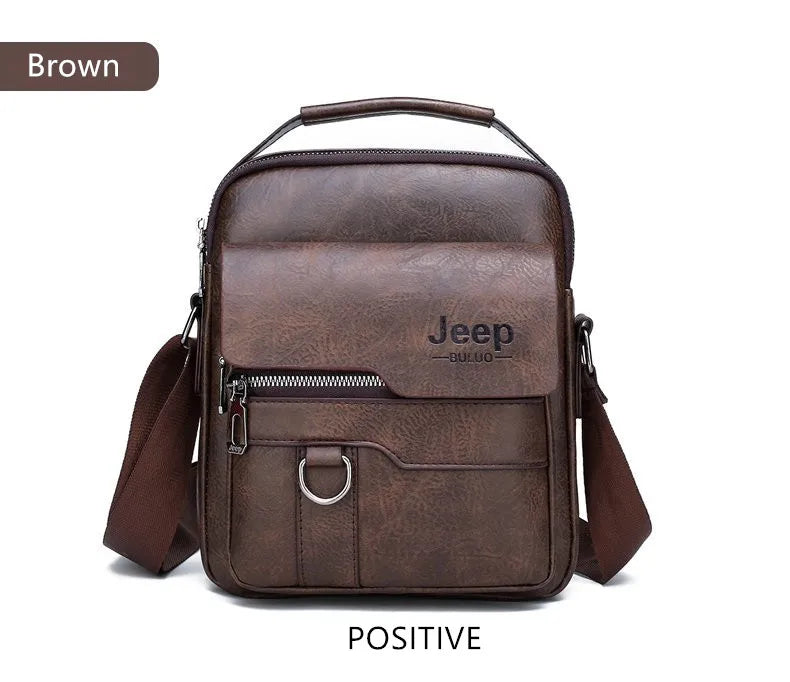 JEEP BULUO - Bolsas de mensageiro crossbody Bolsa de ombro casual de negócios Nova de couro de alta qualidade para homens Moda casual de negócios