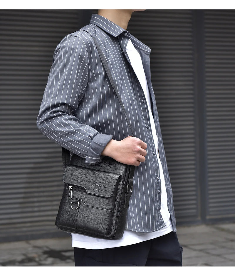 Bolsa transversal masculina de couro sintético, bolsa de ombro grande para viagem, bolsa de telefone para homens, pequena bolsa mensageiro