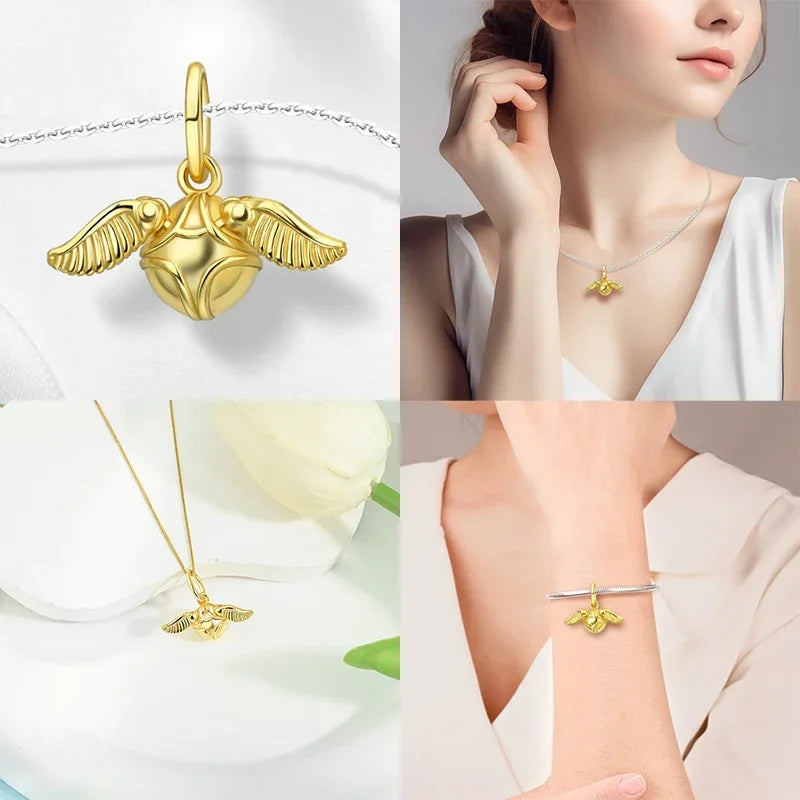 Contas de berloques MINISO 925 prata esterlina para pulseiras originais Harry Potter 925 de 3 mm pingente feminino joias faça você mesmo presentes