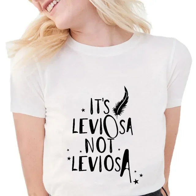 Camiseta casual branca com gola redonda e manga curta, moda feminina, estampa Harry Potter, blusa básica