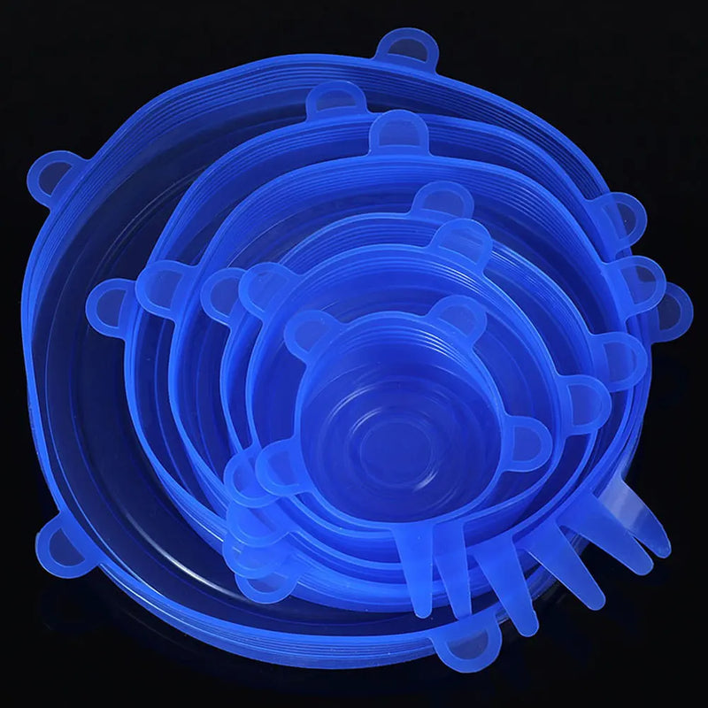 Tampas elásticas de silicone reutilizáveis, redondas e quadradas universais, para embrulhar alimentos, tigelas, panelas, utensílios de cozinha