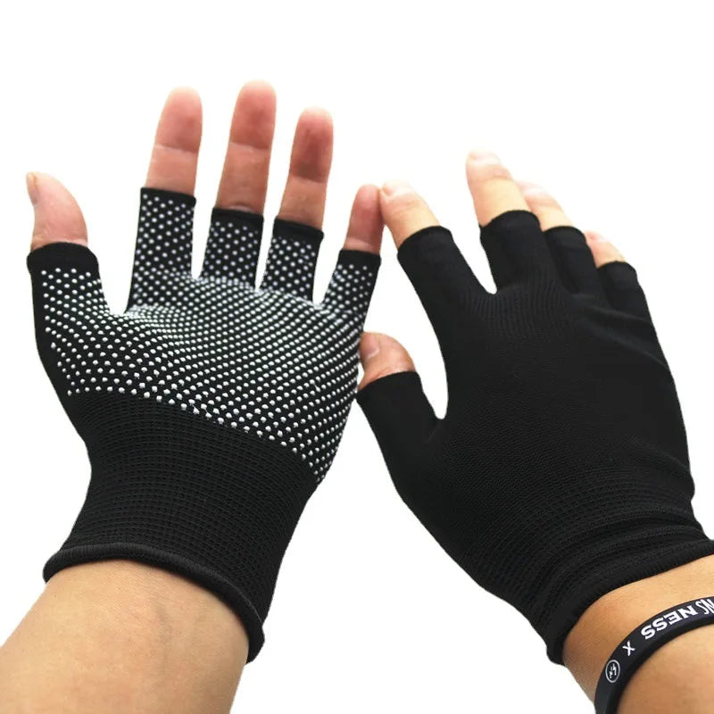 Luvas antiderrapantes de meio dedo para motocicleta, elásticas, antichoque, fitness, ciclismo, respiráveis, masculinas e femininas, luvas de meio dedo para bicicleta