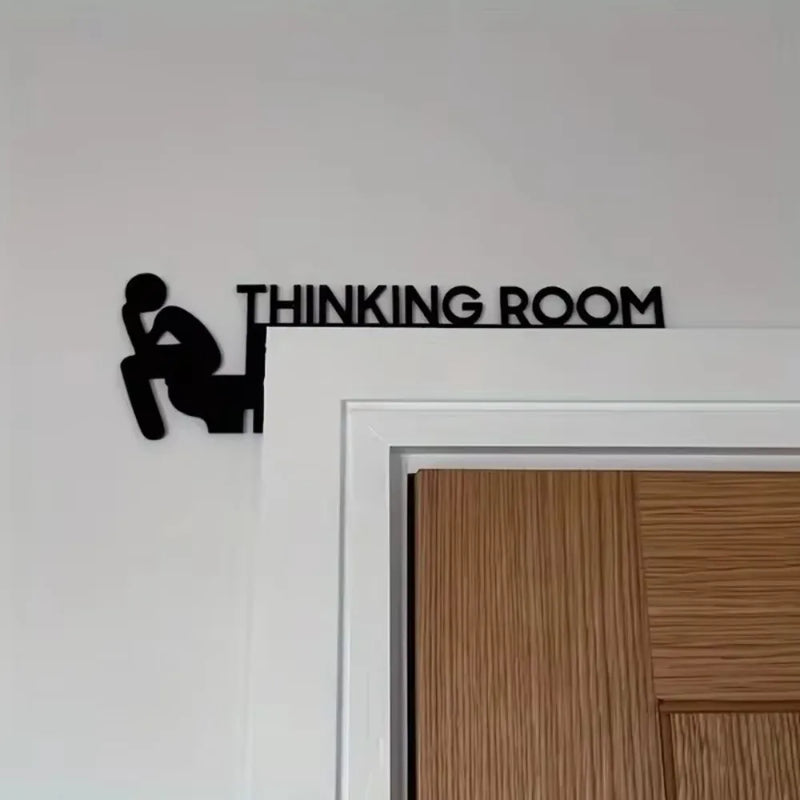 Placa de porta de banheiro de metal moderna de 1 peça - Escultura de parede elegante para sala de estar - Arte de decoração para casa