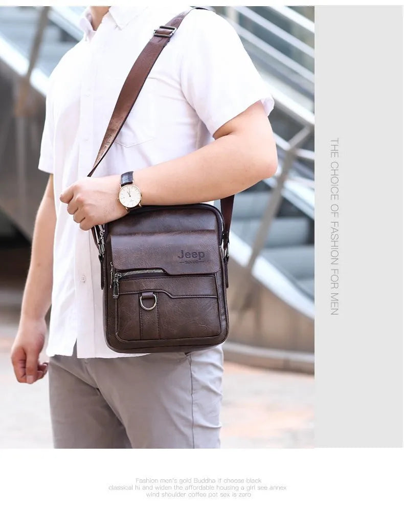 JEEP BULUO - Bolsas de mensageiro crossbody Bolsa de ombro casual de negócios Nova de couro de alta qualidade para homens Moda casual de negócios