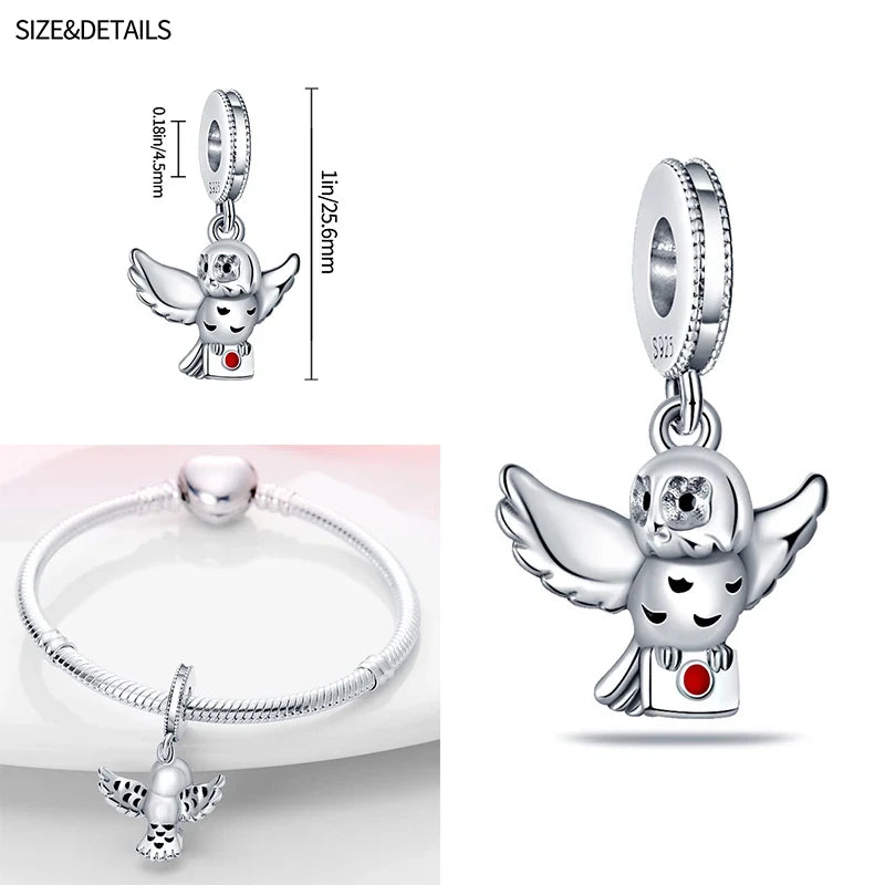 Contas de berloques MINISO 925 prata esterlina para pulseiras originais Harry Potter 925 de 3 mm pingente feminino joias faça você mesmo presentes