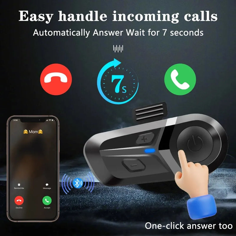 Fone de ouvido para capacete de motocicleta Bluetooth 5.3 à prova d'água