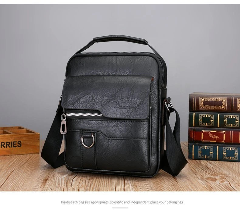 JEEP BULUO - Bolsas de mensageiro crossbody Bolsa de ombro casual de negócios Nova de couro de alta qualidade para homens Moda casual de negócios