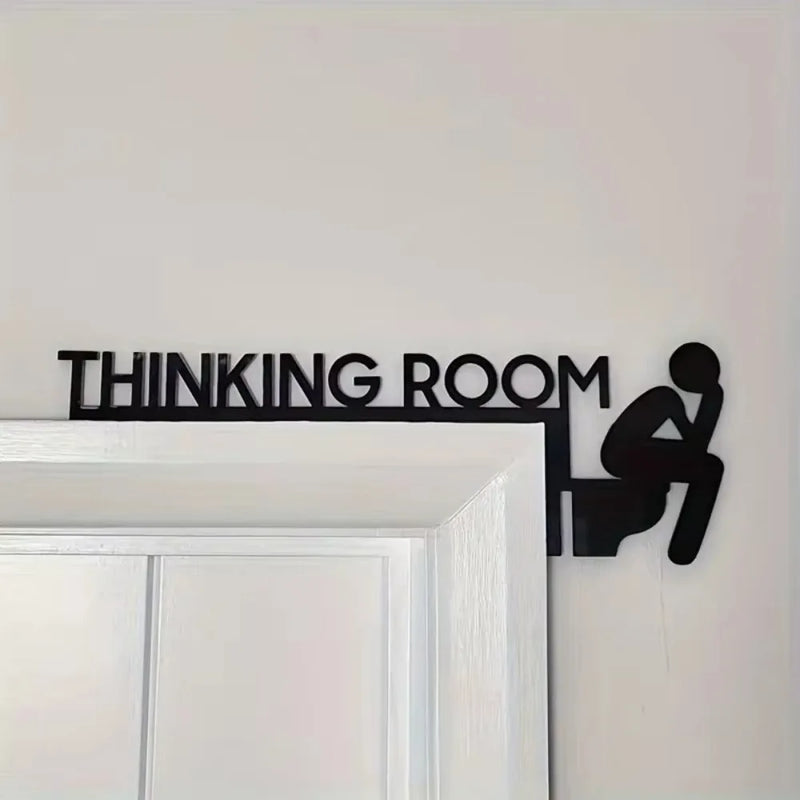 Placa de porta de banheiro de metal moderna de 1 peça - Escultura de parede elegante para sala de estar - Arte de decoração para casa
