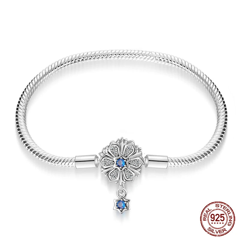Novidades em prata esterlina 925, corrente de cobra, pulseiras com fecho de zircônia em formato de coração, berloques para panela, joias da moda, faça você mesmo, fabricação de presentes