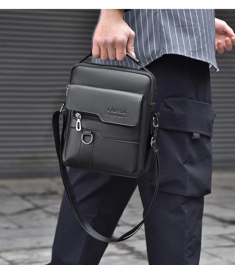 Bolsa transversal masculina de couro sintético, bolsa de ombro grande para viagem, bolsa de telefone para homens, pequena bolsa mensageiro