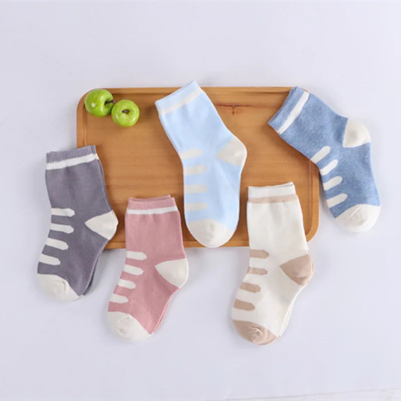 5 pares de meias infantis de algodão para meninos e meninas, bebês, fofas, de desenho animado