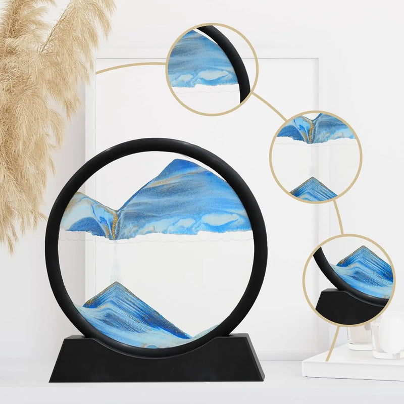 Ampulheta 3D Areia Movendo Areia Movendo Arte Imagem Redonda Vidro Profundo Mar Areia Paisagem
