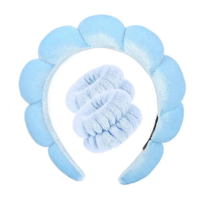 peças de pulseiras de microfibra da moda, scrunchies, faixa de cabeça fofa, faixa de cabeça de bolha para spa, lavagem do rosto, maquiagem, banho, cuidados com a pele
