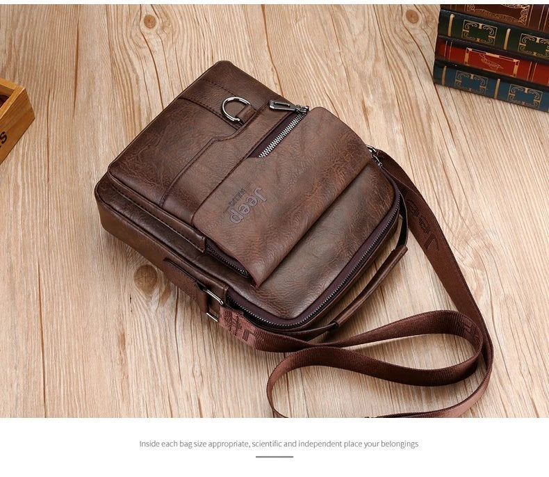 JEEP BULUO - Bolsas de mensageiro crossbody Bolsa de ombro casual de negócios Nova de couro de alta qualidade para homens Moda casual de negócios