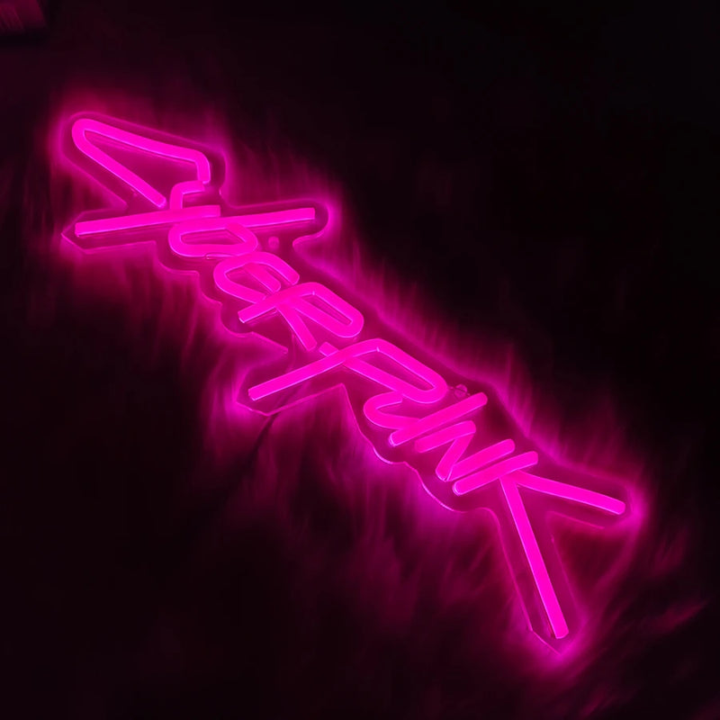Placa de neon cyberpunk, placa com letras rosa, usada para decoração de parede, presente exclusivo para entusiastas de informática, sala de e-sports, decoração
