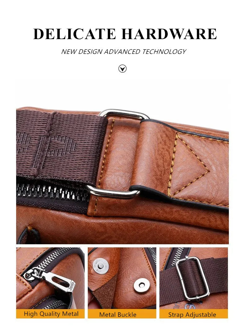 JEEP BULUO - Bolsas de mensageiro crossbody Bolsa de ombro casual de negócios Nova de couro de alta qualidade para homens Moda casual de negócios