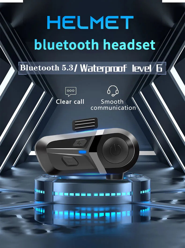 Fone de ouvido para capacete de motocicleta Bluetooth 5.3 à prova d'água