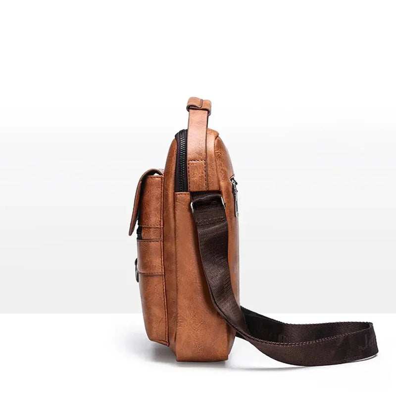 Bolsa transversal masculina vintage de couro, nova bolsa de ombro para homens, marrom, preta, bolsa mensageiro para negócios, com aba