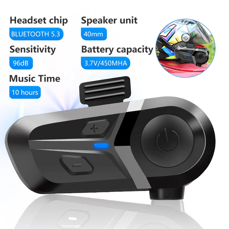 Fone de ouvido para capacete de motocicleta Bluetooth 5.3 à prova d'água