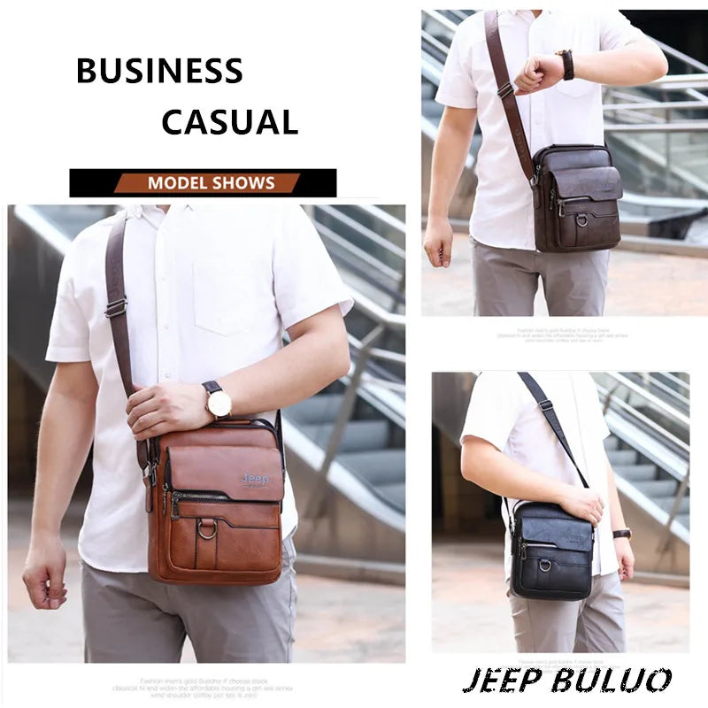 JEEP BULUO - Bolsas de mensageiro crossbody Bolsa de ombro casual de negócios Nova de couro de alta qualidade para homens Moda casual de negócios