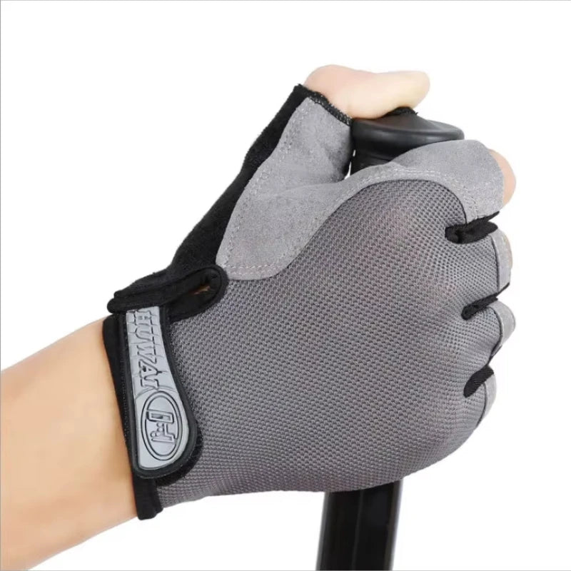 Luvas antiderrapantes de meio dedo para motocicleta, elásticas, antichoque, fitness, ciclismo, respiráveis, masculinas e femininas, luvas de meio dedo para bicicleta